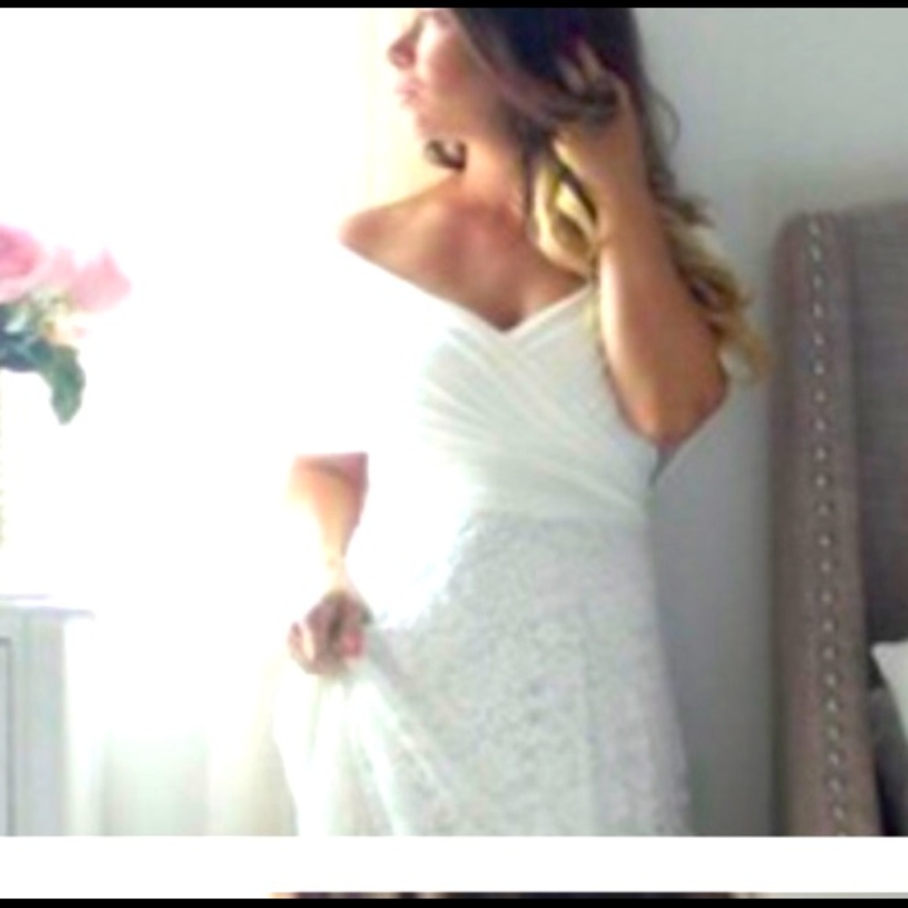 David’s bridal strapless lace wedding dress